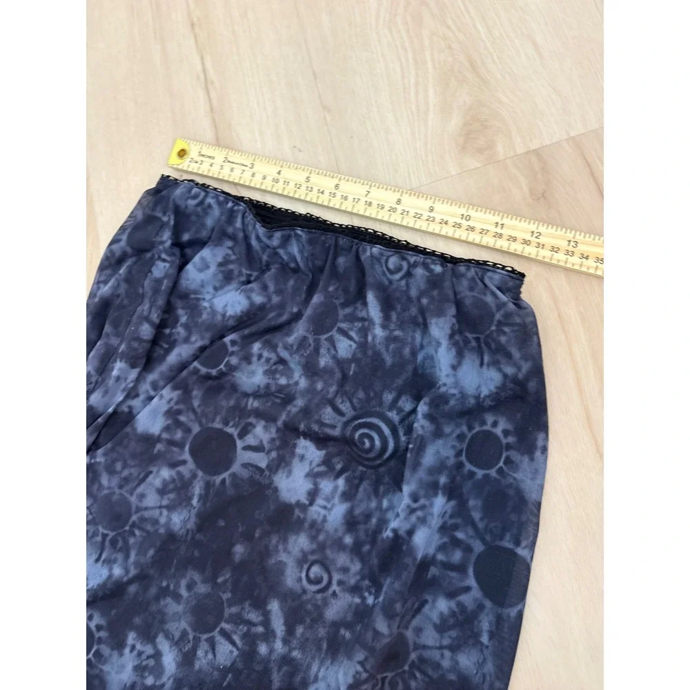 Daisy Street Mesh Maxi Skirt Womens Medium Blue Celestial Sun Print Grunge Y2K